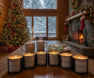 candles on a table in a christmas setting