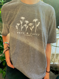dark gray warm and fuzzy soapery tee shirt