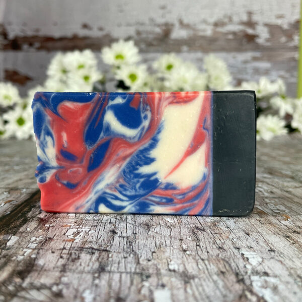 red white blue and black soap