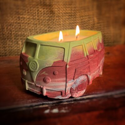 Handmade Woodstock VW Bus Candle