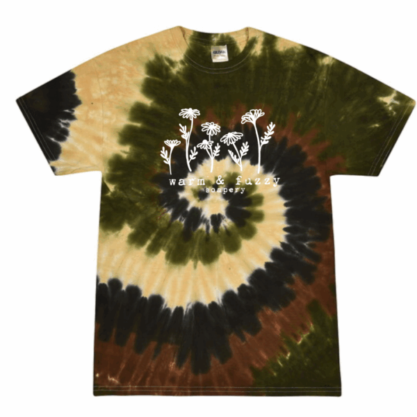 a tie dyed green shirt